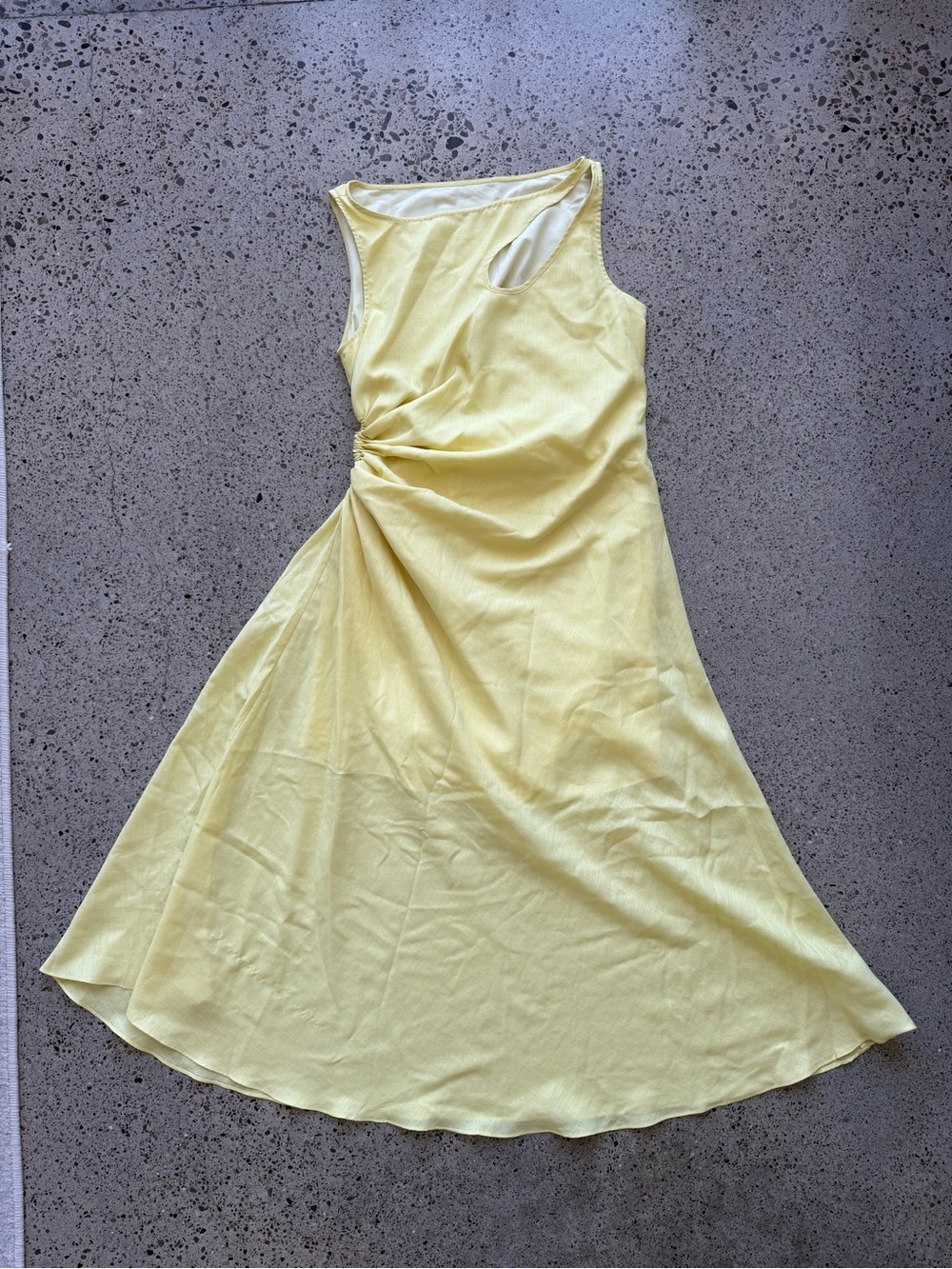 Sleeveless Yellow Twist-Detail Women's Dress